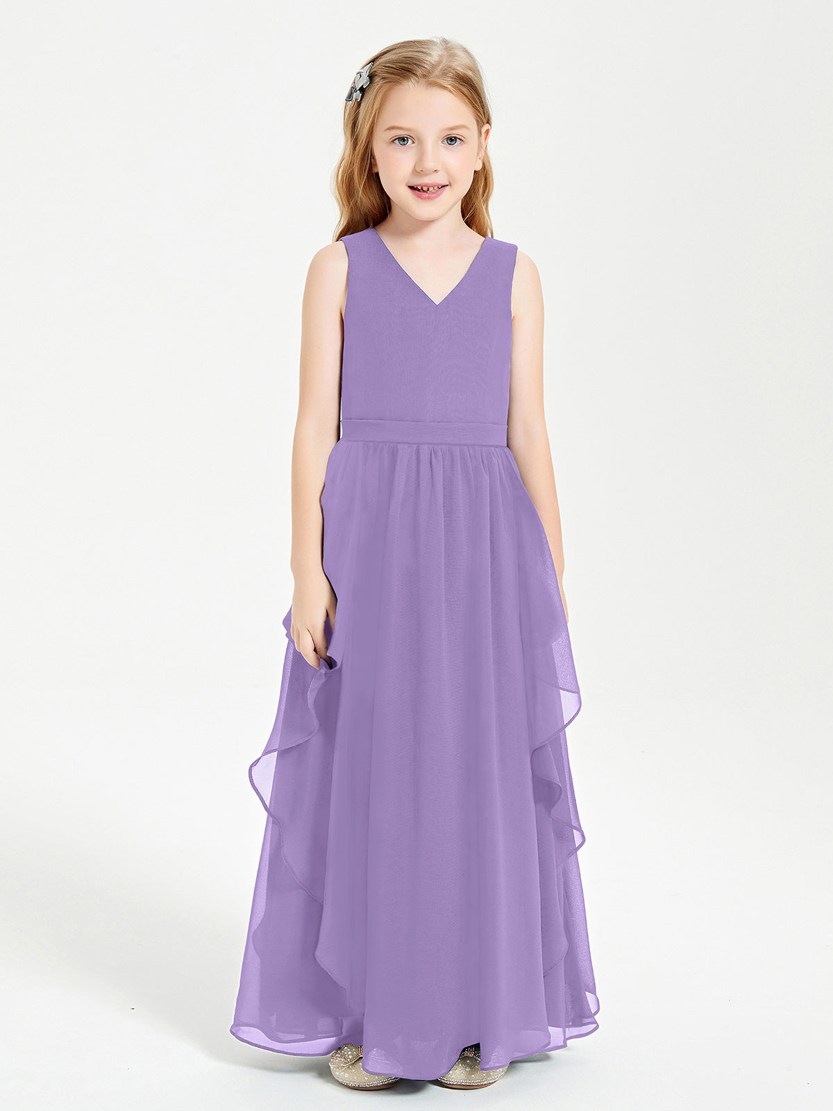 Boho Sleeveless Junior Chiffon Bridesmaids Gown Tahiti